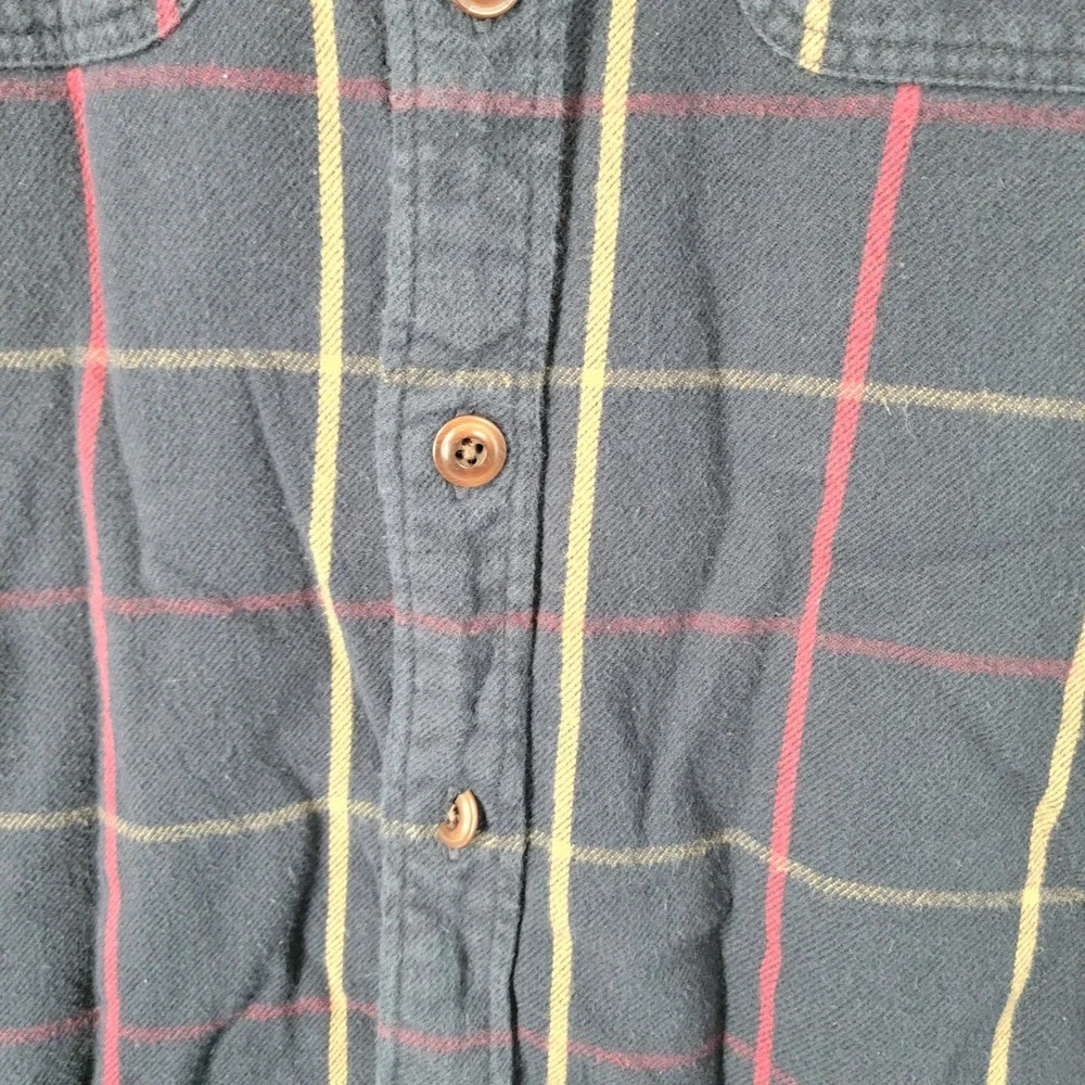 J Crew Flannel Shirt Men Medium Tall Blue Plaid Workwear Cabincore Tattersall